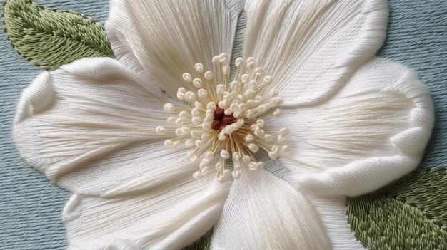 Ręcznie haftowana tkanina z kwiatowym motywem